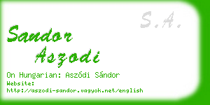 sandor aszodi business card